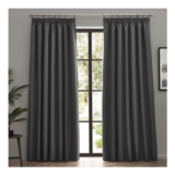 Furn. Dawn Charcoal Blackout Pencil Pleat Curtains 229 X 137cm