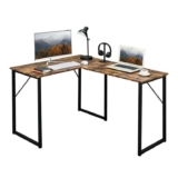 FurnitureR L-Shaped Corner Desk 129cm with Metal Frame – Vintage Brown