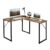FurnitureR L-Shaped Corner Desk 129cm with Metal Frame – Vintage Brown