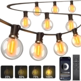 G40 Garden String Lights Mains Powered 30M/100FT, APP & Remote Control Festoon Lights Outdoor Waterproof, Dimmable Shatterproof G40 Outdoor Lights for Garden Wedding Party