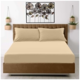 GC GAVENO CAVAILIA Fitted Sheet Single Bed (91 x 190cm) – Beige Bedding Sheets – Plain Dyed Microfiber Bed Sheets Single – (10 inch)