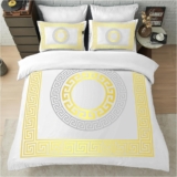 GC GAVENO CAVAILIA Greek King Size Duvet Cover Sets – Microfibre Geometric Bedding Sets with Pillowcases – Durable & Easy Care Quilt Covers – Soft Duvet Comforter Cover, White