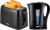 GEEPAS 1.7L Electric Kettle & 2 Slice Bread Toaster Kitchen Combo Set Black