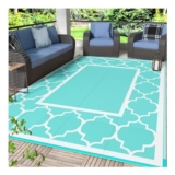GENIMO Outdoor Rug Waterproof Reversible Washable 180x275cm Aqua & White