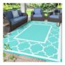 GENIMO Outdoor Rug Waterproof Reversible Washable 180x275cm Aqua & White