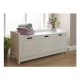 GFW Colonial Bathroom Storage Bench with 3 Doors, White