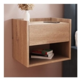 GFW Harmony Single Drawer Oak Wooden Wall Mounted Bedside Table Set of 2