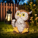 GIGALUMI Owl Garden Ornaments Outdoor, Solar Garden Statues Lights for Outdoor, Owl Gifts for Mom, Birthday Gifts for Women, Garden Decor for Patio, Yard