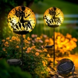 GIGALUMI Solar Fairy Lights Garden Ornaments Outdoor, 2 Pack