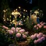 GIGALUMI Solar Lights Outdoor Garden, Heart-Shaped Firework Lights 60 LEDs 2 Packs, Starburst Light for Yard Landscape Lawn Backyard Patio Party Decor(Warm White)