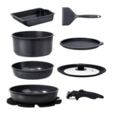 GIPP 11-Piece Ceramic Detachable-Handle Pots and Pans Set, Non-Stick, Grey