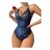 GIVTULIP Halter Neck Lace Bodysuit See-through Blue