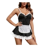 GIVTULIP Womens French Maid Cosplay Costume Lace Babydoll Lingerie