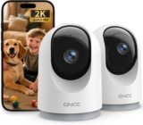 GNCC Indoor Cameras House Security 2-Pack Cameras for Pet Dog with App, 3MP