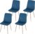 GOLDFAN Blue Dining Chairs Set of 4, Velvet Chairs for Dining Room Upholstered Seat, Modern kitchen Chairs with Wooden Legs for Kitchen Office Lounge (Blue and wood)