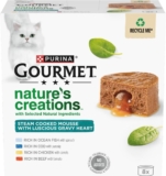 GOURMET Natures Creations Mousse with Gravy Heart, Rich in Chicken with Carrots, Rich in Beef with Tomato, Rich in Ocean Fish with Spinach, Rich in Cod with Parsnip, Wet Cat Food, 8x85g
