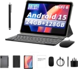 GOZZGEAR 10 inch Android 15 Tablets, 24GB RAM, 128GB ROM 8000Mah, Expandable 1TB, Android Tablets, Dual Camera, Wi-Fi,Tablet PC with Keyboard Mouse Pen Case for study, work, 2-Year Warranty
