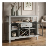 GRAVFORCE Bar Cabinet with Wine Rack, Grey