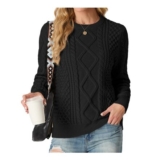 GRECERELLE Ladies Crew Neck Cable Knit Sweater UK Long Sleeve