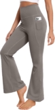 GRECERELLE Wide Leg Trousers for Women Yoga Pants Elasticated High Waist with Side Pockets Opaque Tummy Control Work Running Walking Pants for Ladies