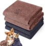 GSrenyu 4 Pack Super Absorbent Dog Towel, Microfiber Dog Drying Towels Soft Quick Dry Pet Towel for Puppies, Cats and Other Pets Bath, Rain, Travel, 35 x 75 cm