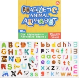 GSrenyu 78 Pcs Magnetic Letters Learning Board for Kids Magnetic Uppercase Lowercase Letters,Fridge Magnets for Word Spelling,Travel Games,Educational Toys 3-6 Year Old