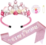 GSrenyu Birthday Decorations for Girls Flower Princess Crown Headband