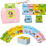 GUYUCOM Girls Toy Talking Flash Cards for 2,3,4 Years Old Kids, British Accent Speech Therapy Toys for Children, Autism Sensory Toddler Gifts with 112 Talking Flash Cards (Pink)