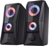 GXTrust Javv PC Speakers 2.0 with RGB Lights, 12W (6W RMS), Black 3.5 mm Jack, Metal Grille, USB Powered, Compact, Stereo