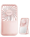 Gaiatop Portable Chargeable Handheld Fan for Desktop, 3 Speed LED With Mirror Light – by gaiatop FBA