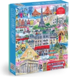 Galison Cities Around The World 1000 Piece Michael Storrings Jigsaw Puzzle Featuring Beautiful Artwork Of Famous World Landmarks, Vibrant Colors, 27 x 20