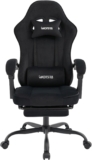 Gaming Chair for Adults, Ergonomic Gaming Chair with Footrest, Lumbar Support and Headrest, Adjustable Height computer chairs gaming, fabric gamer chair for Home Office, Black
