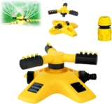 Garden Sprinklers for Lawns, 360 Adjustable Automatic Rotating Water Sprinkler Automatic Water Sprinkler 3 Arms Adjustable Water Sprinklers for Lawn Watering Plants Flowers Veggies for Home Gift (A4)