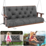 Garden Swing Cushions 3 Seater 150cm Outdoor Bench Cushions Waterproof 12cm Thick Swing Seat Cushions with Backrest Replacement Outdoor Swing Cushions for Patio Porch(Dark Gray-150x100cm)