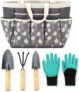 Garden Tools Set with 600D Oxford Fabric Tote, Gardening Tools with Wooden Handles, Complete Garden Hand Tools Organizer Bag for Women & Men, Gardening Gifts for Planting, Weeding & Lawn Care