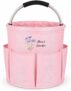 Gardening Tool Bag Personalized Garden Tool Organizer Oxford Cloth Foldable Garden Tote Bag With Pockets Custom Flower Name Embroidery Gift For Women Mum Grandma Gardener (Light Pink)