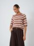 Gathered Shoulder Stripe Knitted T-shirt