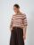 Gathered Shoulder Stripe Knitted T-shirt