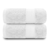 Gaveno Cavailia Fade-Resistant Cotton Bath Towels, White, 2-Pack