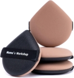 Geego Black Lychee-Pattern Leather Makeup Puff – Water Drop Shape, Dry/Wet Dual Use, Reinforced Strap, Flawless Foundation Application for Cushion/Foundation,3pcs & Storage Case