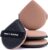 Geego Black Lychee-Pattern Leather Makeup Puff – Water Drop Shape, Dry/Wet Dual Use, Reinforced Strap, Flawless Foundation Application for Cushion/Foundation,3pcs & Storage Case