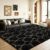 Geometric Rug for Bedroom, 120x180cm Black and Gold Rugs Living Room, Machine Washable Non-Shedding Non Slip Rug, Thick Soft Fluffy Carpet, Geometric Rugs for Kids Room, Kitchen, Lounge, Bedside