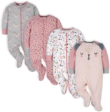 Gerber Baby Girls 4 Pack Sleep N Play Footie Baby and Toddler Sleepers (Pack of 4)