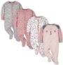 Gerber Baby Girls 4 Pack Sleep N Play Footie Baby and Toddler Sleepers (Pack of 4)