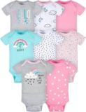 Gerber Baby Girls 8-pack Short Sleeve Onesies Bodysuits Baby and Toddler T-Shirt Set (pack of 8)