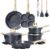GiPP Pots and Pans Set Non Stick – 17PCS Granite Kitchen Cookware Sets Nonstick Induction Cookware Non-Toxic Cooking Pan Set with Silicone Spatula & Spoon, PFOS & PFOA Free(Grey,17PCS)