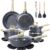GiPP Pots and Pans Set Non Stick – 18PCS Granite Kitchen Cookware Sets Nonstick Induction Cookware Non-Toxic Cooking Pan Set with Silicone Spatula & Spoon, PFOS & PFOA Free(Grey,18PCS)