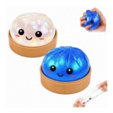 Giant Glitter Dumpling Squishy Toy, Stress Relief (Blue)