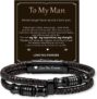 Gift for Men Dad Leather Bracelet, Christmas Birthday Adjustable Bangle