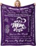 Gifts for Mum, 50x 60 Mum Blanket from Daughter Son, Birthday Gift for Mom, Best Mom Ever Presents, Presents for Women on Valentines Birthday (Purple)
